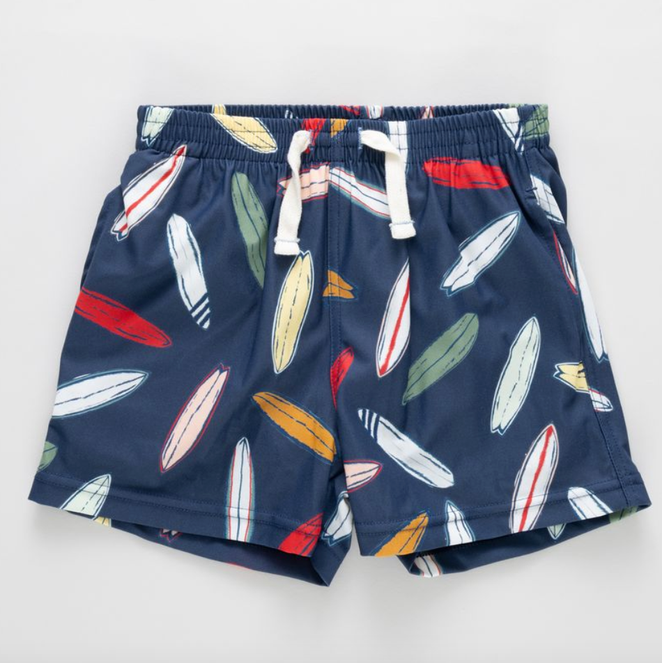 Baby Boys Swim Trunk, Navy Surfboard