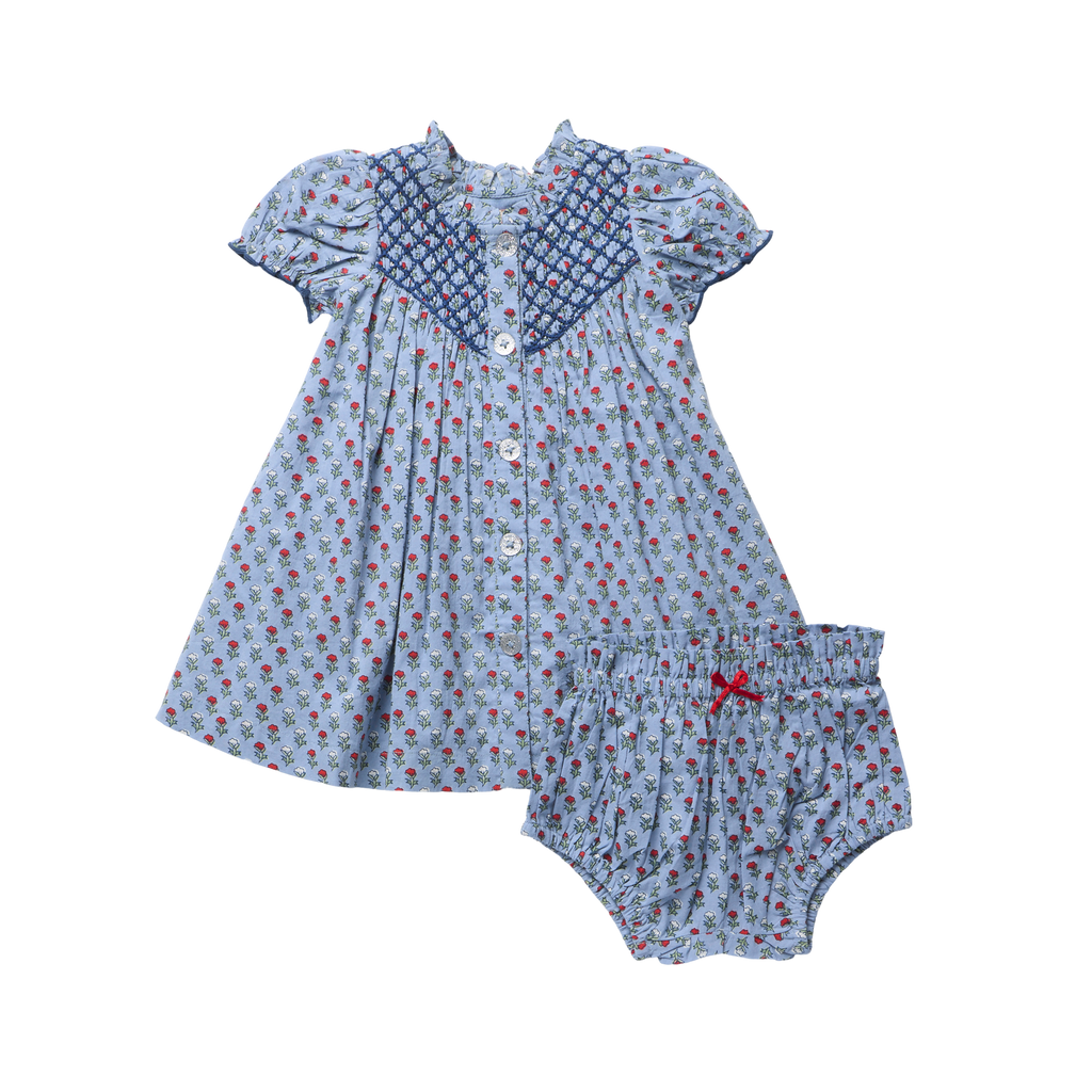 Baby Girls Lucia Dress Set, Light Blue Carnation