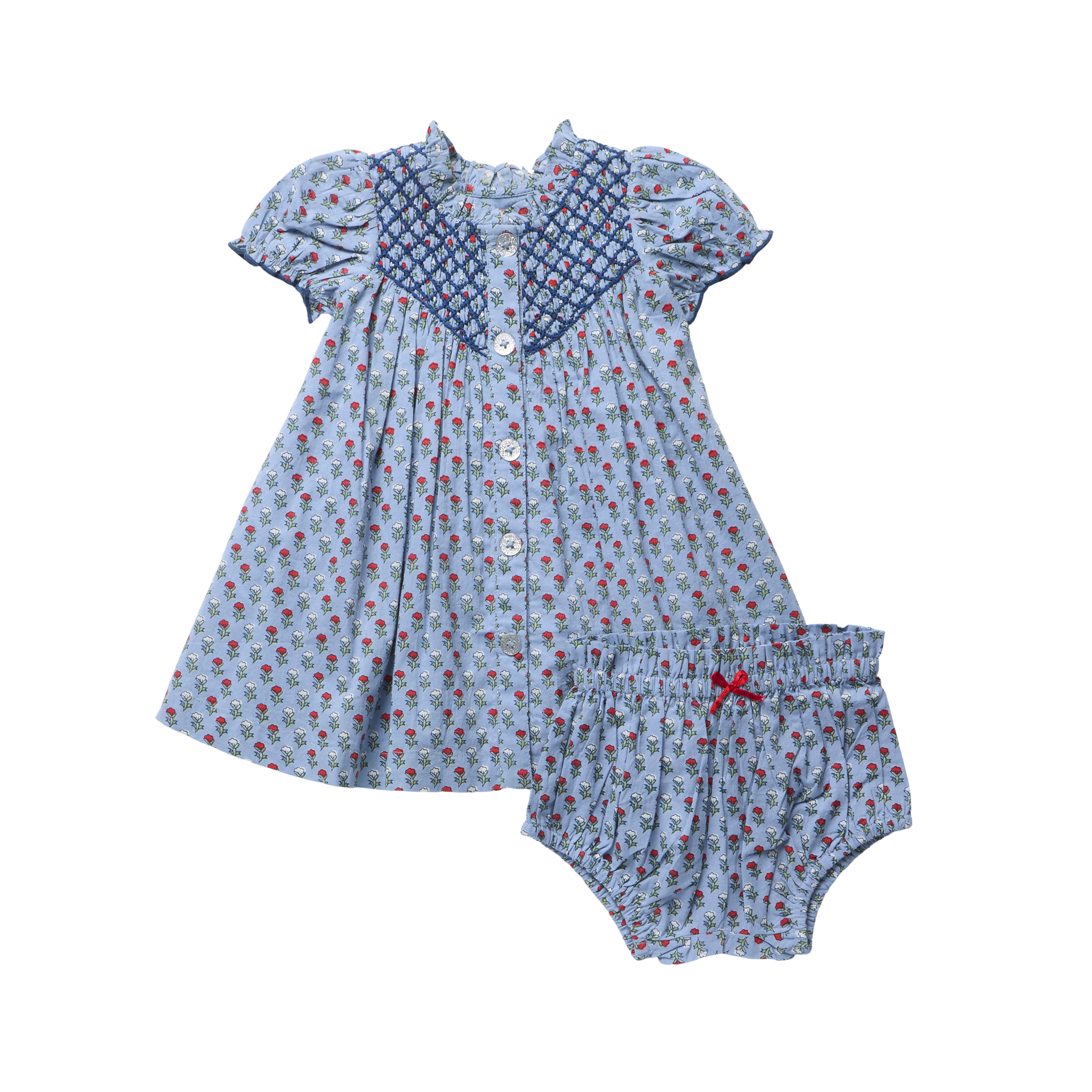 Baby Girls Lucia Dress Set, Light Blue Carnation