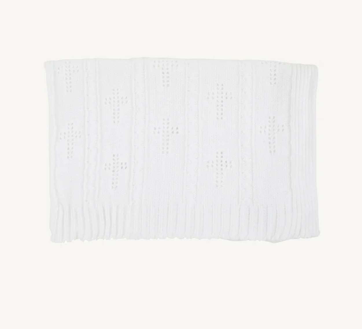 Bailey Baby Blanket, Worth Avenue White with Cross