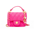 Tiny Quilted Ballet Charm Handbag, Hot Pink