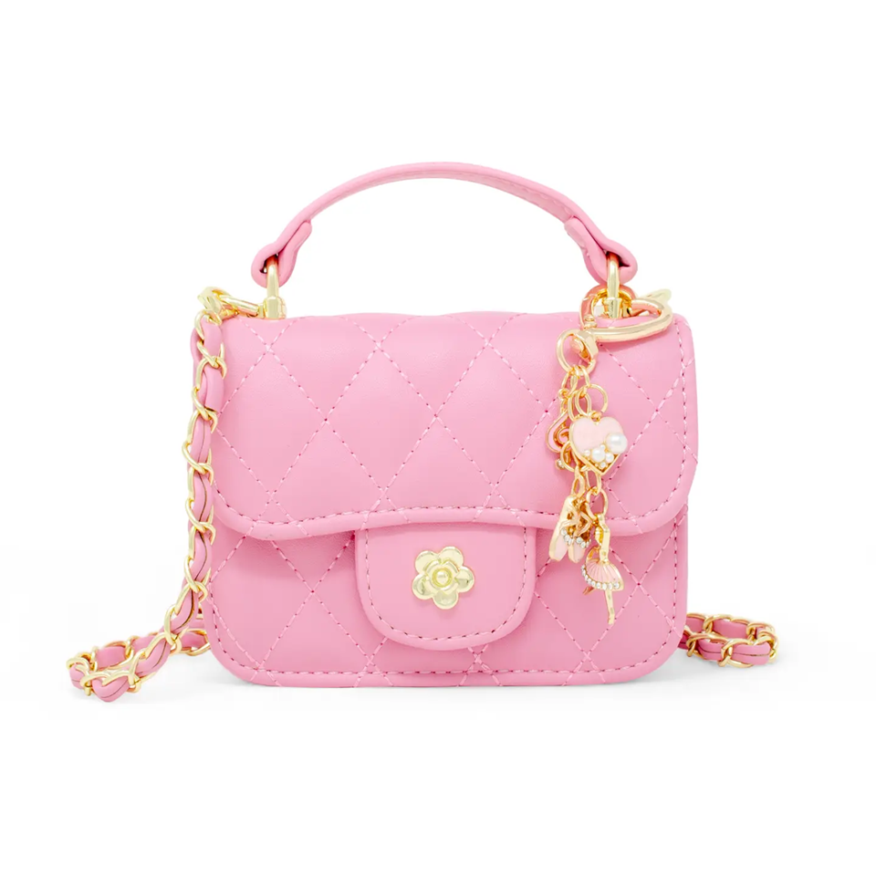 Tiny Quilted Ballet Charm Handbag, Pink