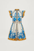 Baronessa Dress, Papyrus Blue and Gold