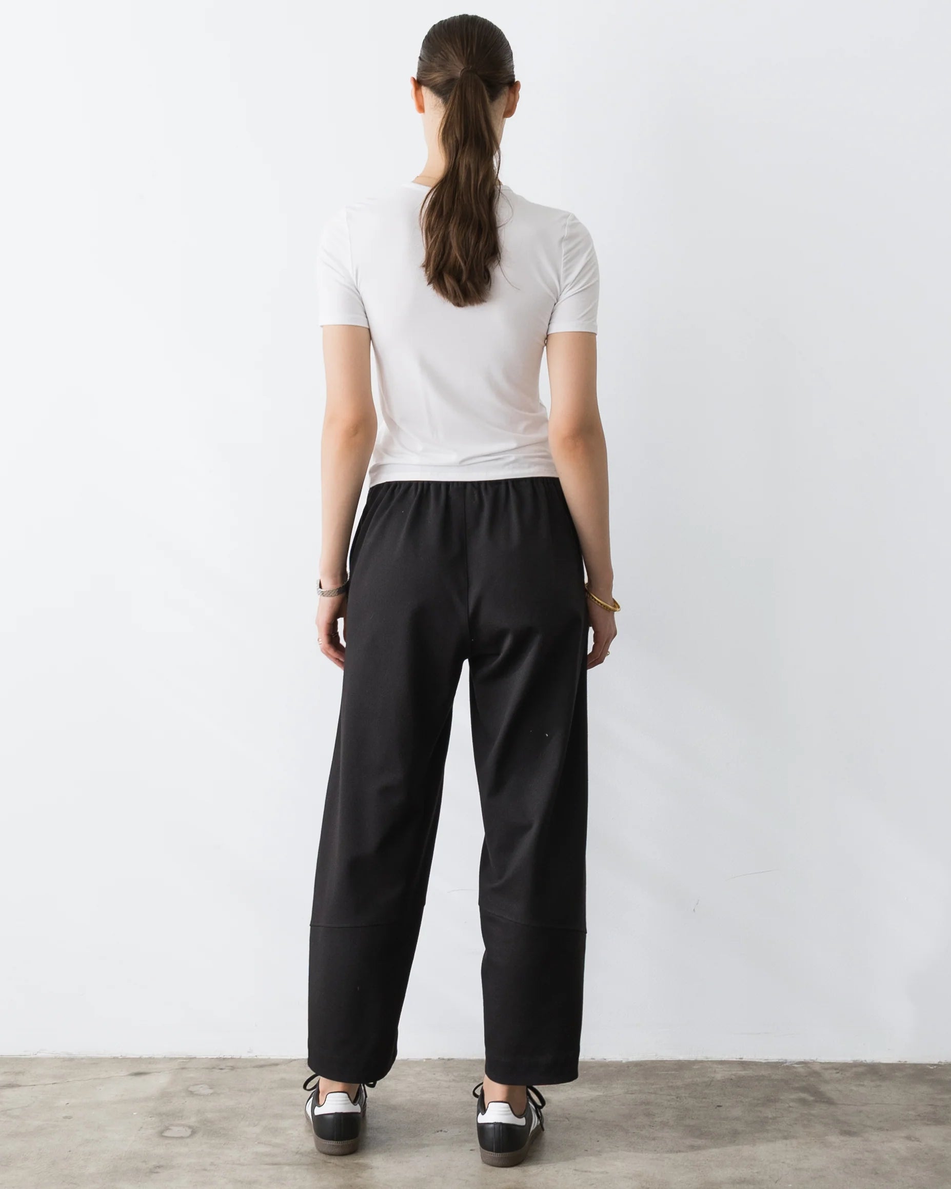 Ponte Knit Barrel Pant, Black