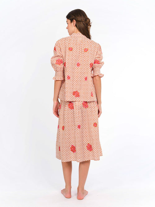 Bergamot Blouse, Mustard Peony Embroidery