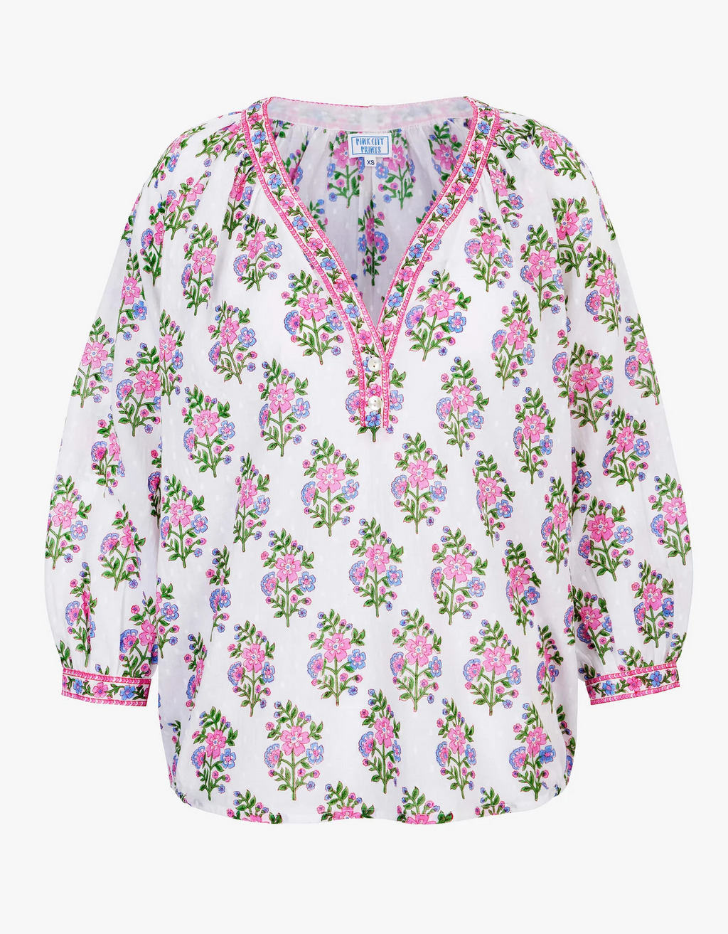 Boho Blouse, Schiffli Folk Posey