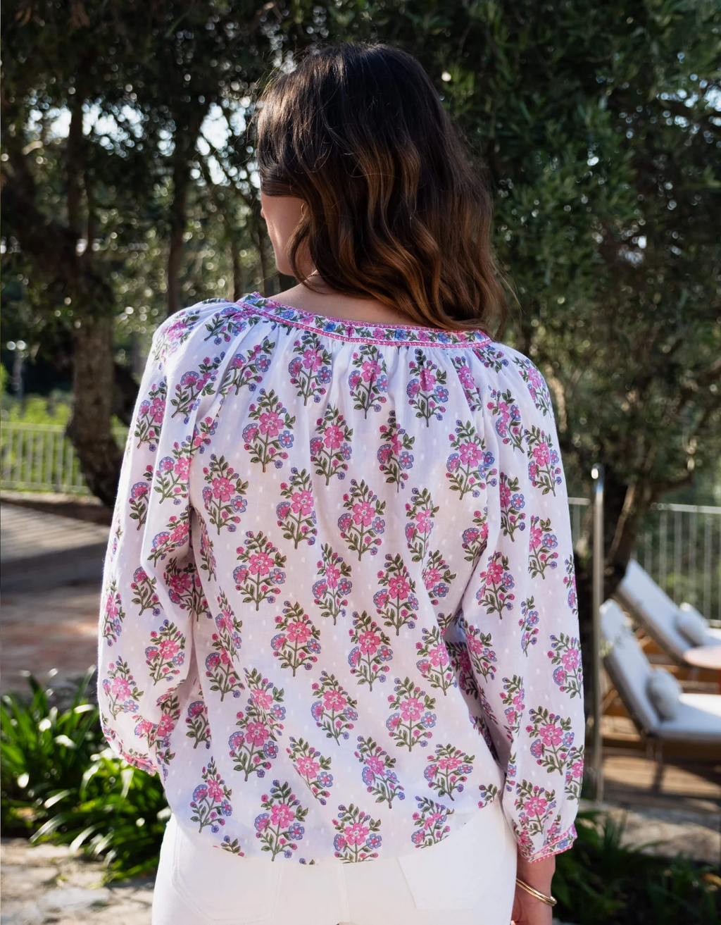 Boho Blouse, Schiffli Folk Posey