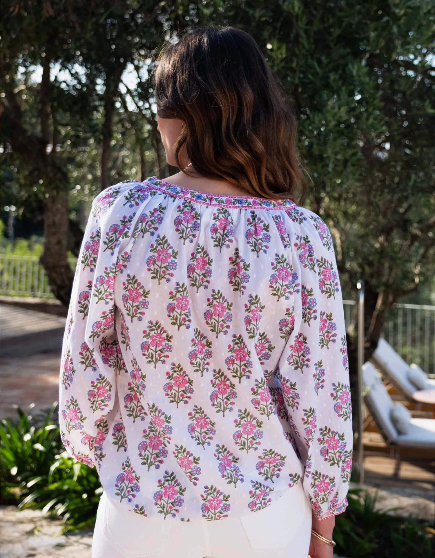 Boho Blouse, Schiffli Folk Posey