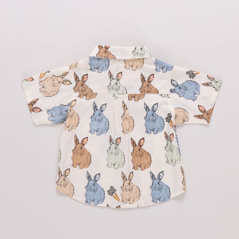 Boys Jack Shirt, Blue Vintage Bunnies