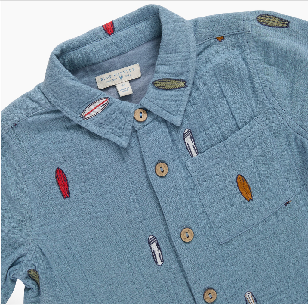Boys Jack Shirt, Surfboard Embroidery