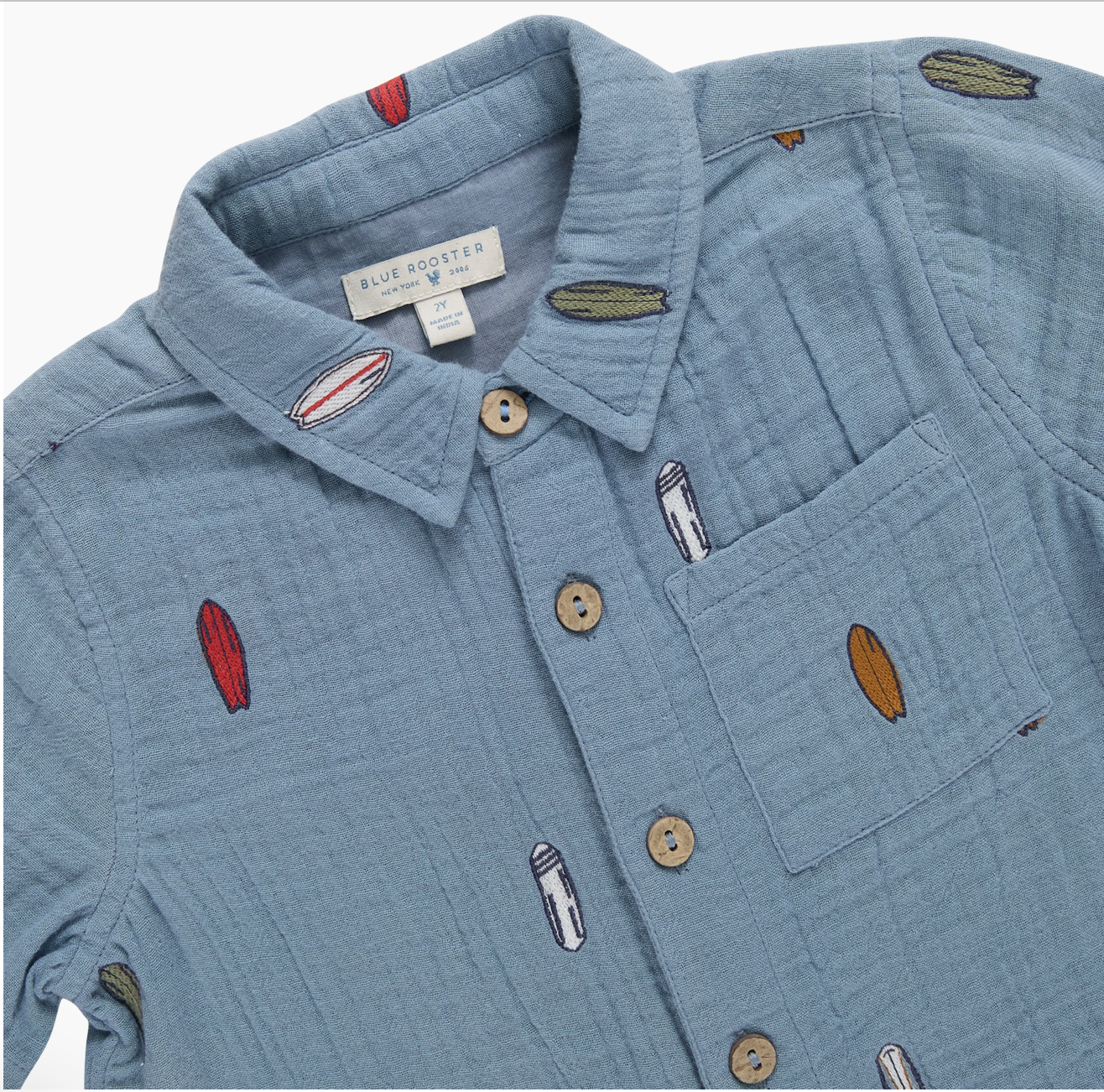 Boys Jack Shirt, Surfboard Embroidery