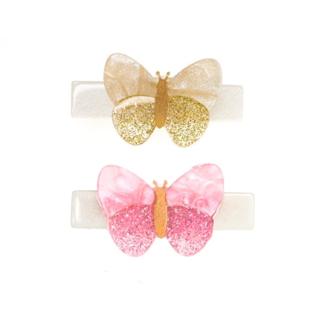 Shimmer Butterflies Hair Clips, Pink