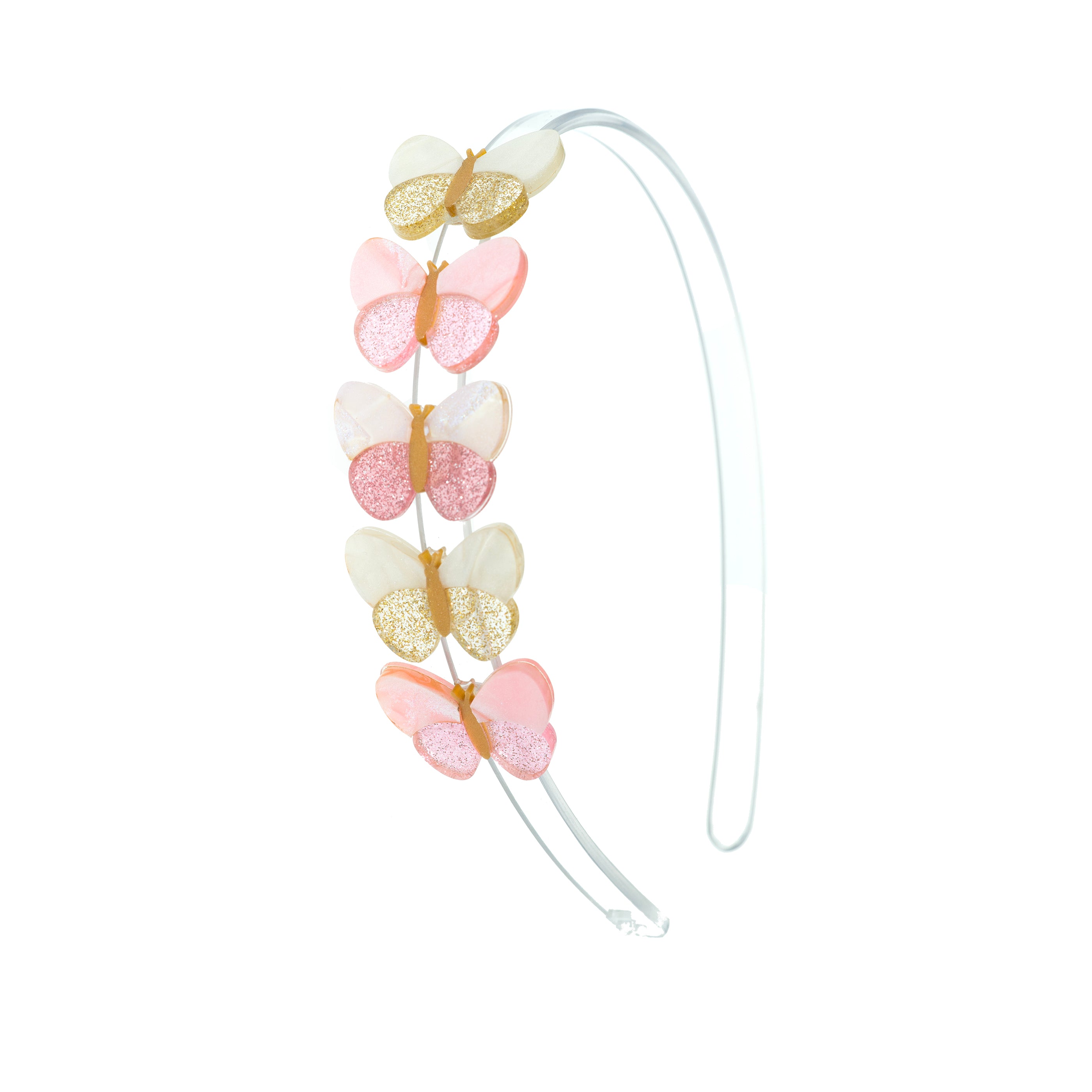 Shimmer Butterflies Headband, Pink