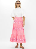 Button Front Skirt Tangier Pink