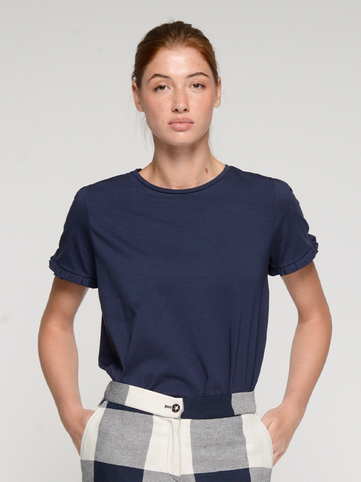 Amina Short Sleeve Tee, Navy
