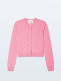Cashmere Crewneck Cardigan, Pink Buds