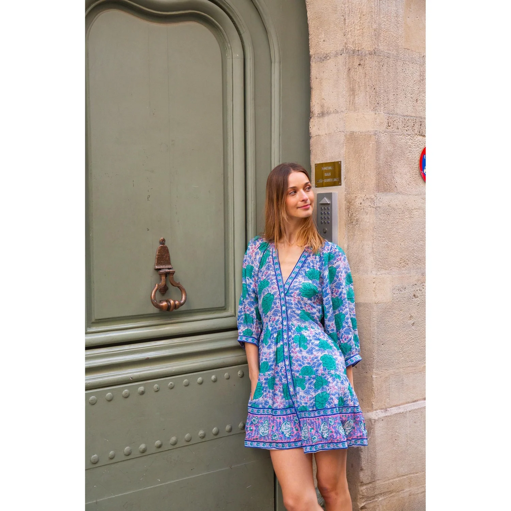 Clara Mini, Green and Navy
