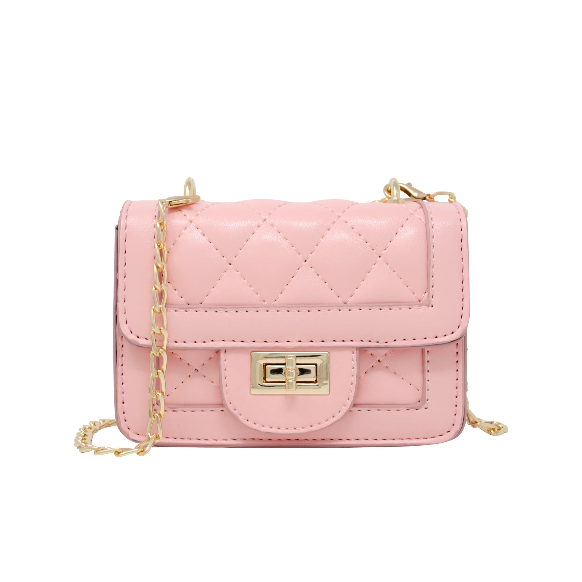 Classic Quilted Large Flap Handbag, Pink