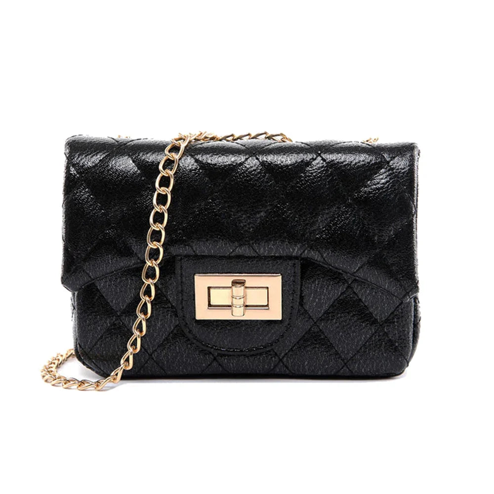 Classic Quilted Sparkle Mini Bag, Black