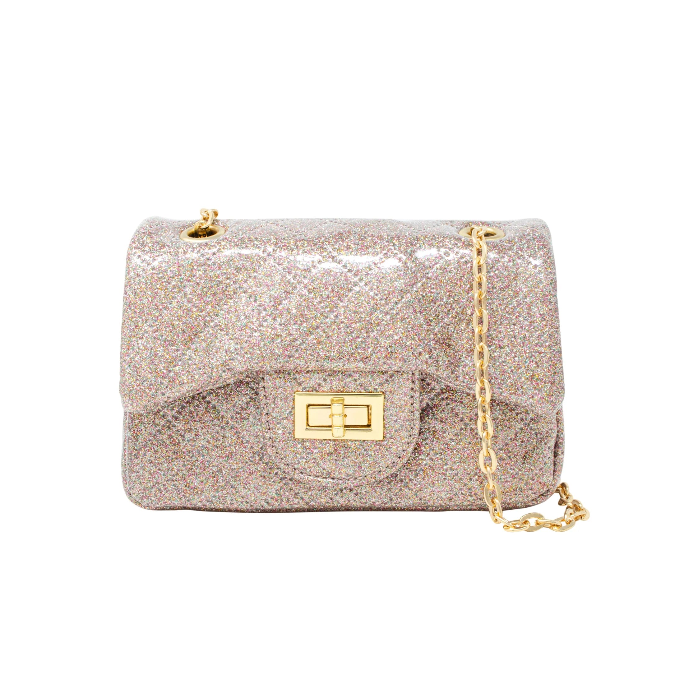Classic Quilted Sparkle Mini Bag, Rainbow