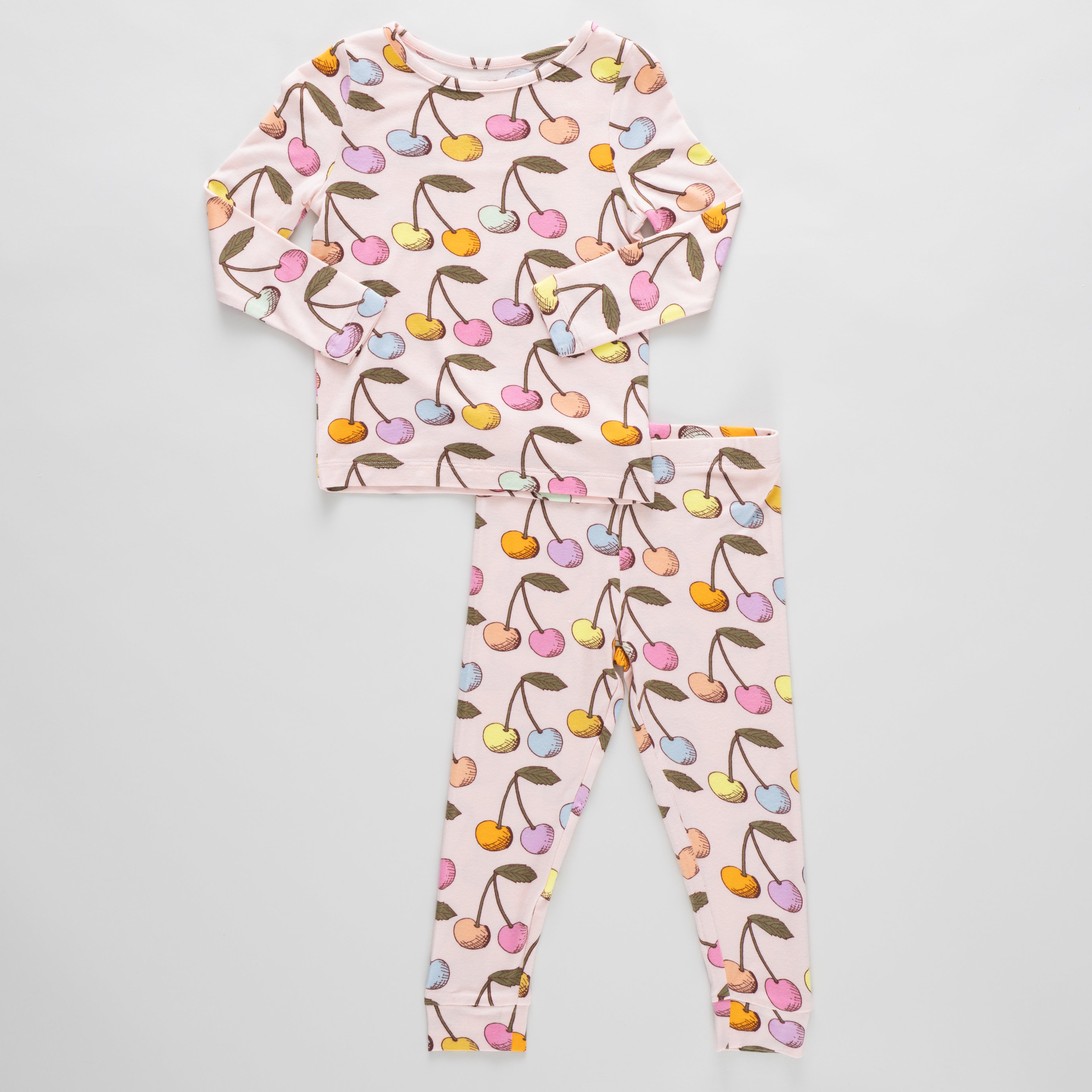Kids Bamboo PJ Set Cloud Pink Cherry