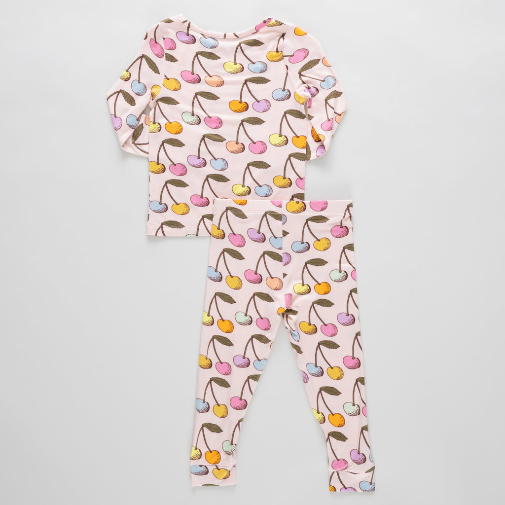 Kids Bamboo PJ Set Cloud Pink Cherry