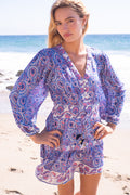 Clover Mini Dress, Blue and Pink