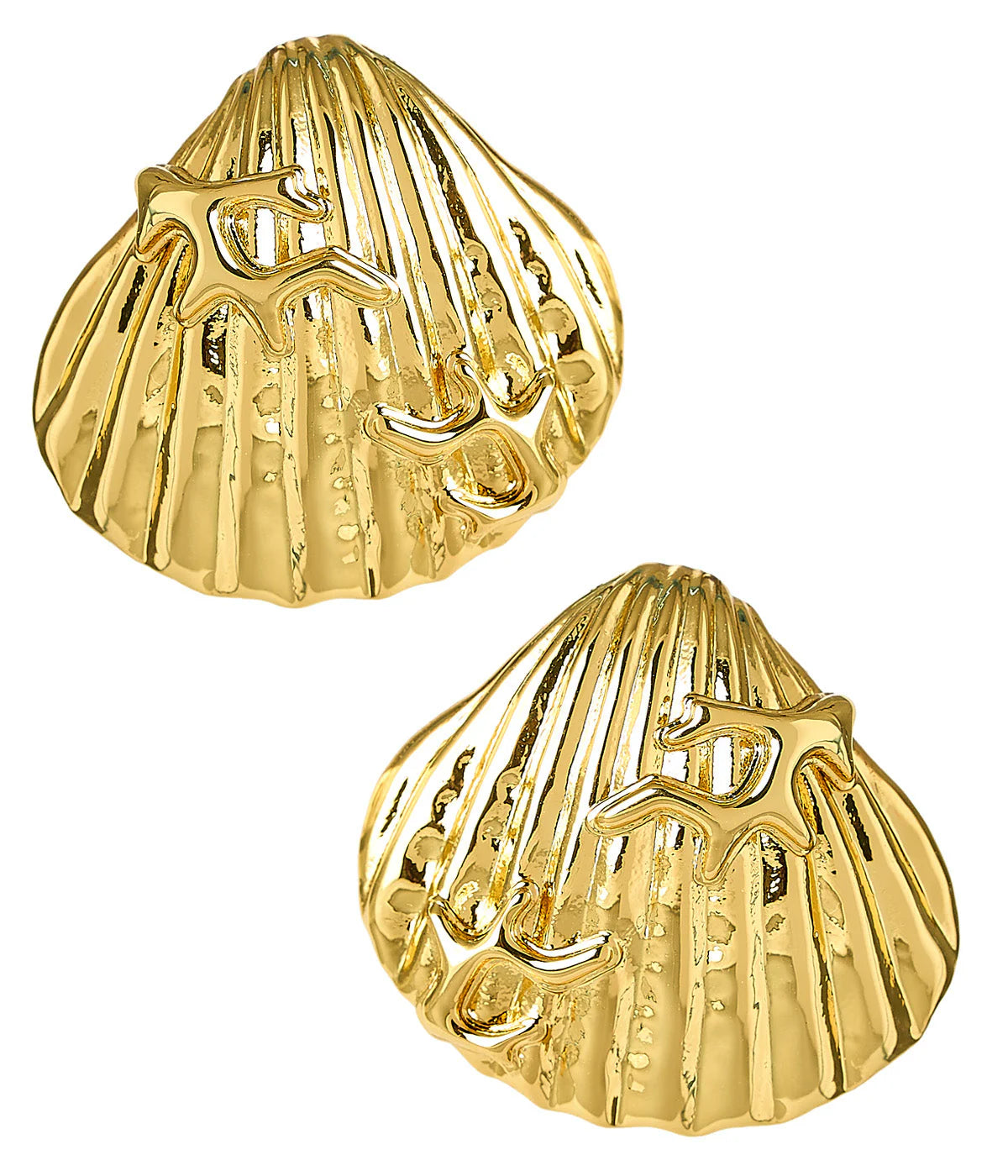 Cora Shell & Coral Gold Stud