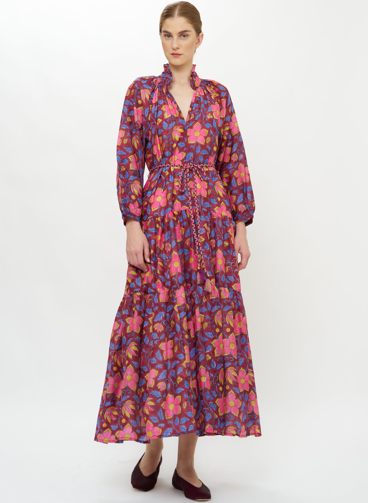 Cuff Sleeve Tie Waist Maxi, Kildare Plum
