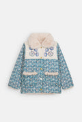 Dalilou Reversible Jacket, Navy Snowfall Flower