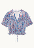 Della Print Short Sleeve Top, Blue & Pink