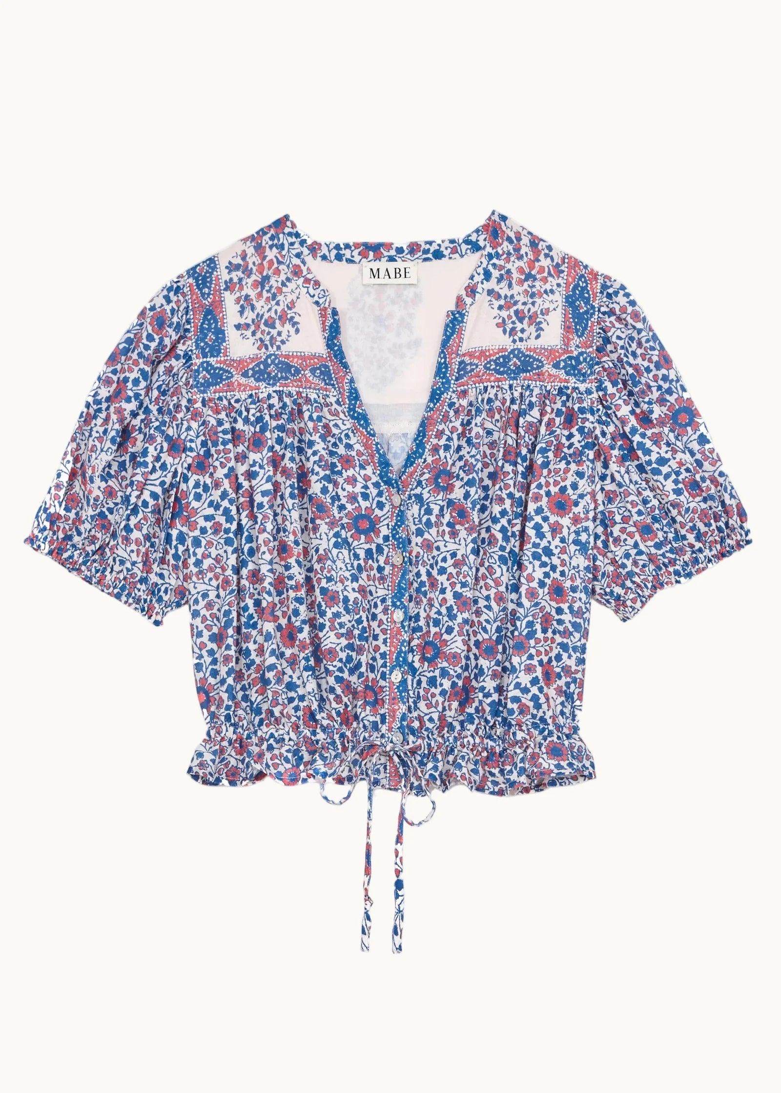Della Print Short Sleeve Top, Blue & Pink
