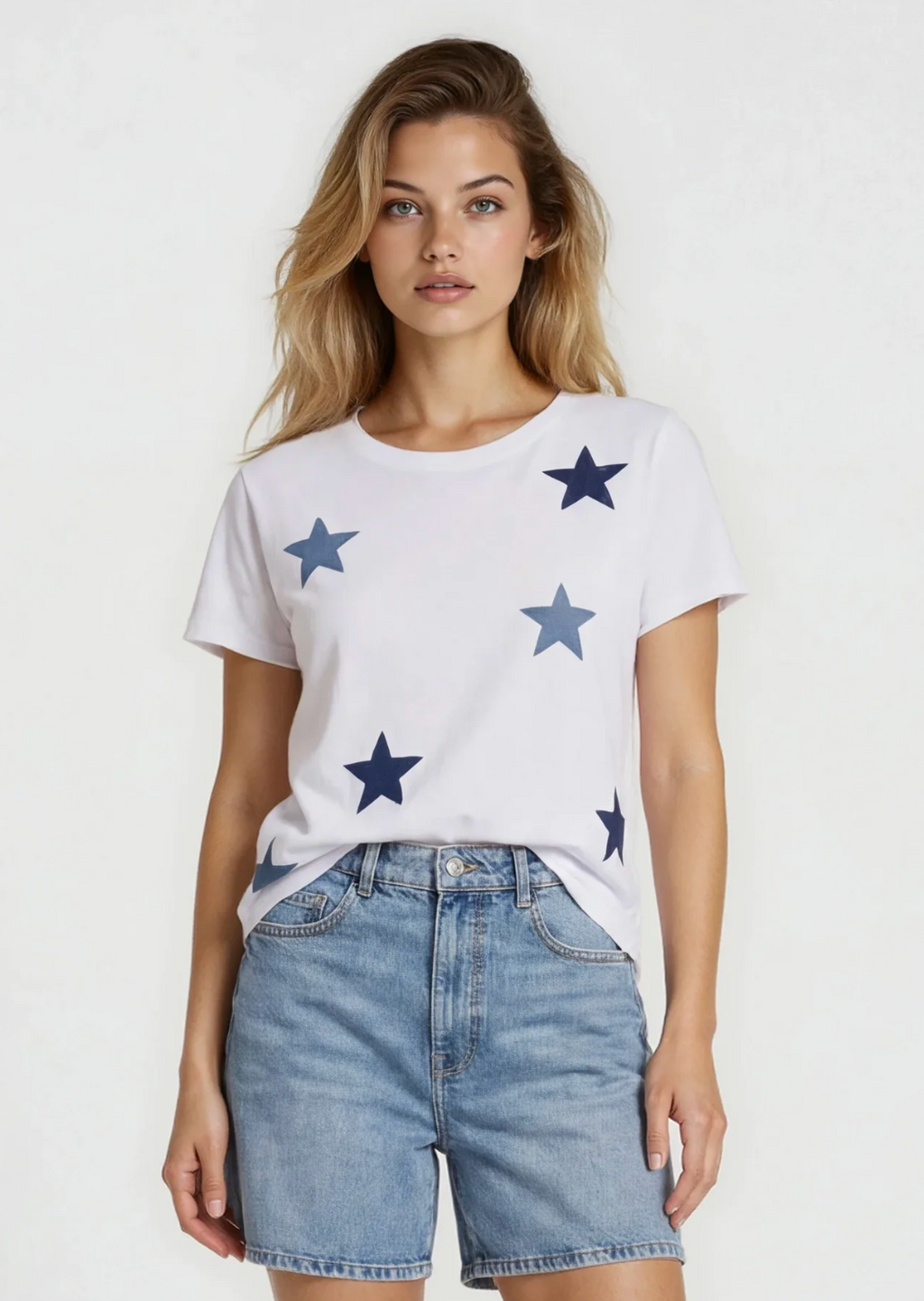 Denim Patch Perfect Tee, White