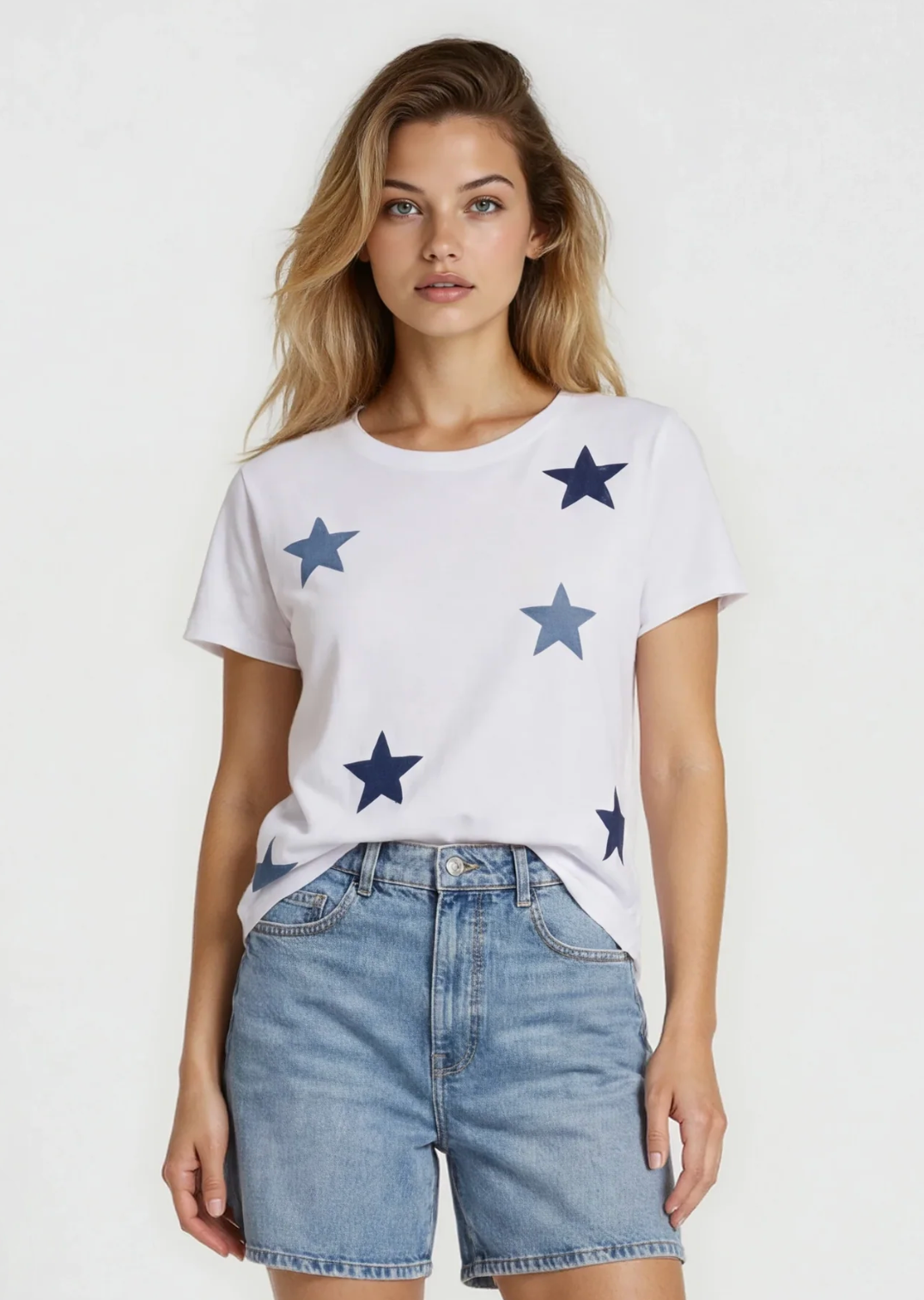 Denim Patch Perfect Tee, White