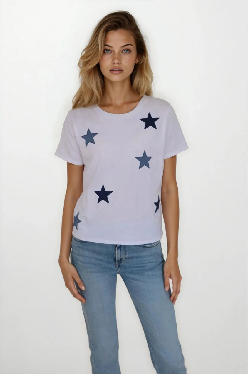 Denim Patch Perfect Tee, White
