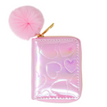 Shiny Dotted Heart Wallet, Pink
