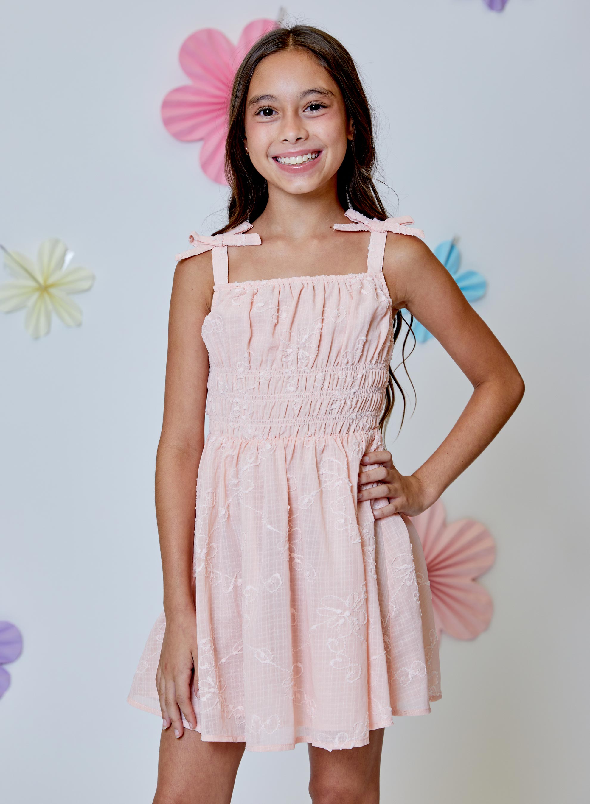 Bow Strap Dress, Peach