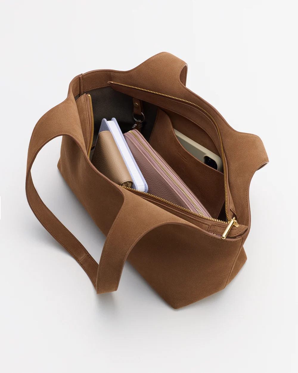 East West System Tote, Cognac Suede