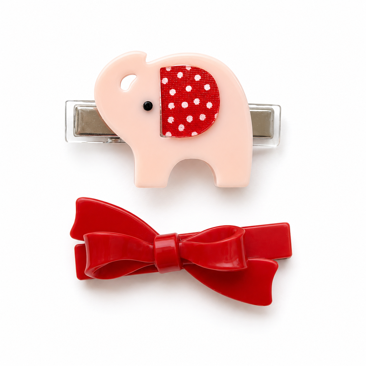 Elephant & Bow Hair Clips