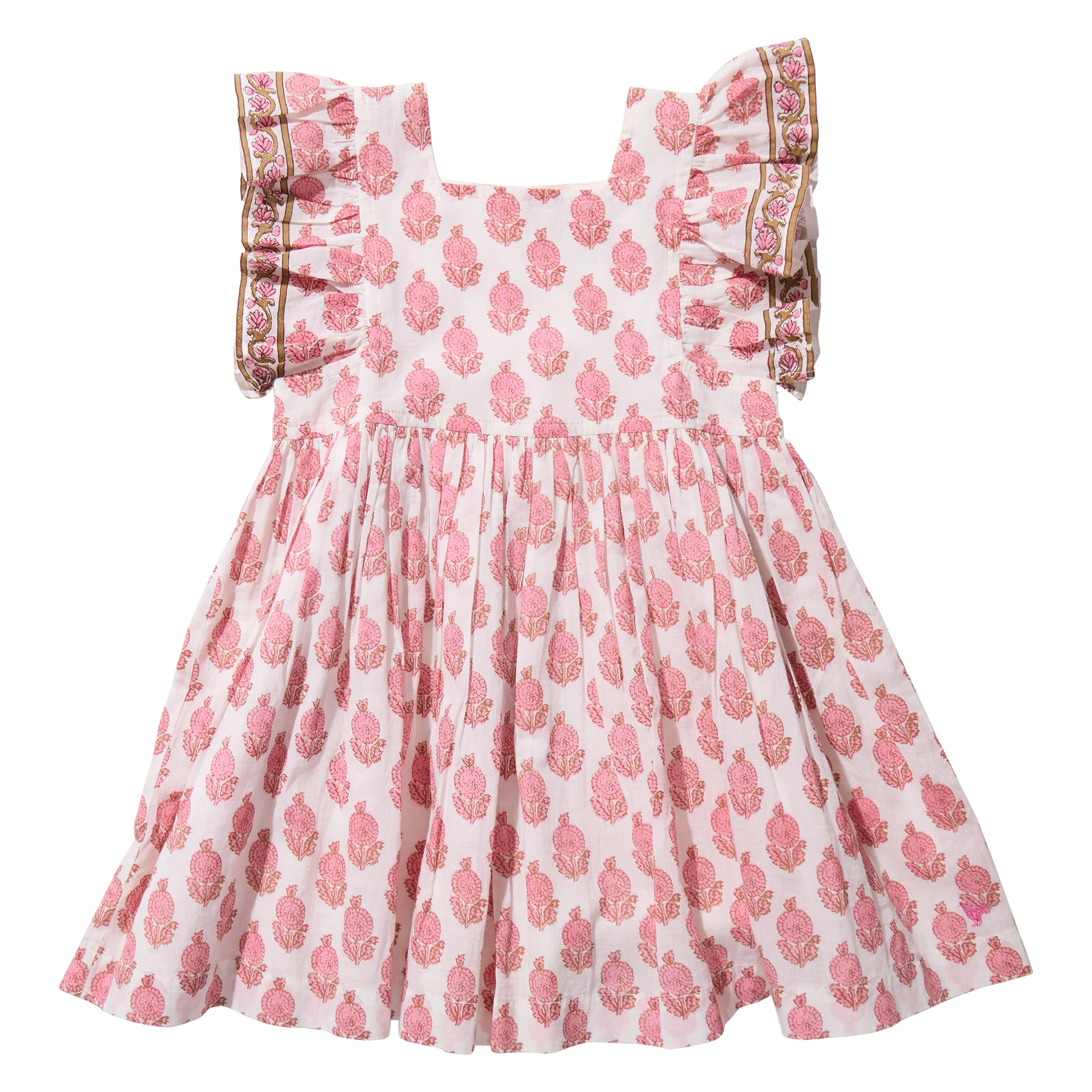 Elsie Dress, Pink Dahlia Floral