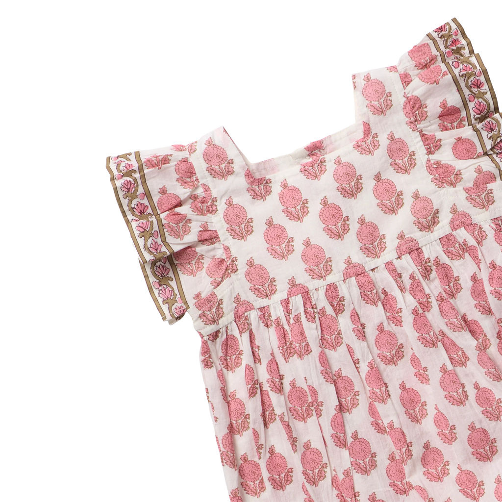 Elsie Dress, Pink Dahlia Floral