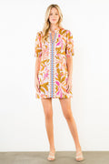 Floral Print Dress with Embroidery