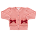 Girls Bow Pocket Sweater, Red Velvet Bows