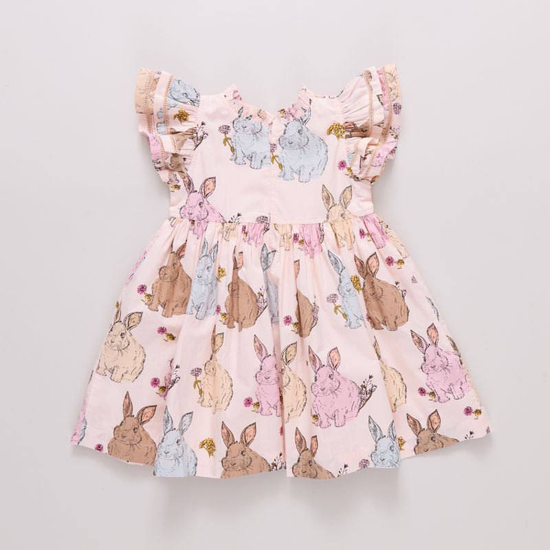 Girls Jennifer Double Ruffle Dress, Vintage Bunnies