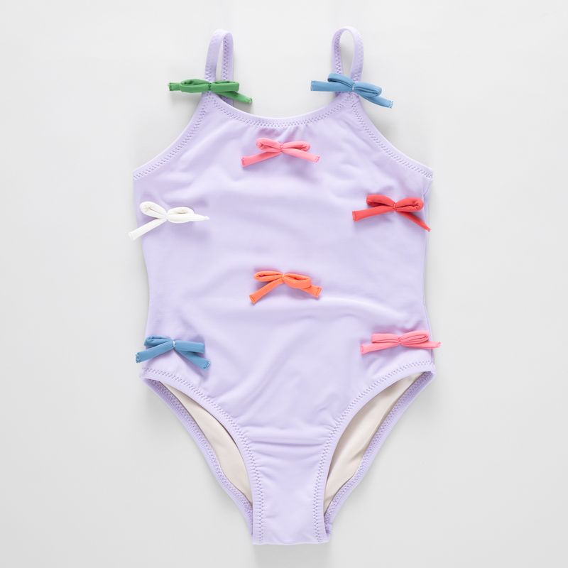 Girls Lottie Suit, Lavender Multi Bow Applique