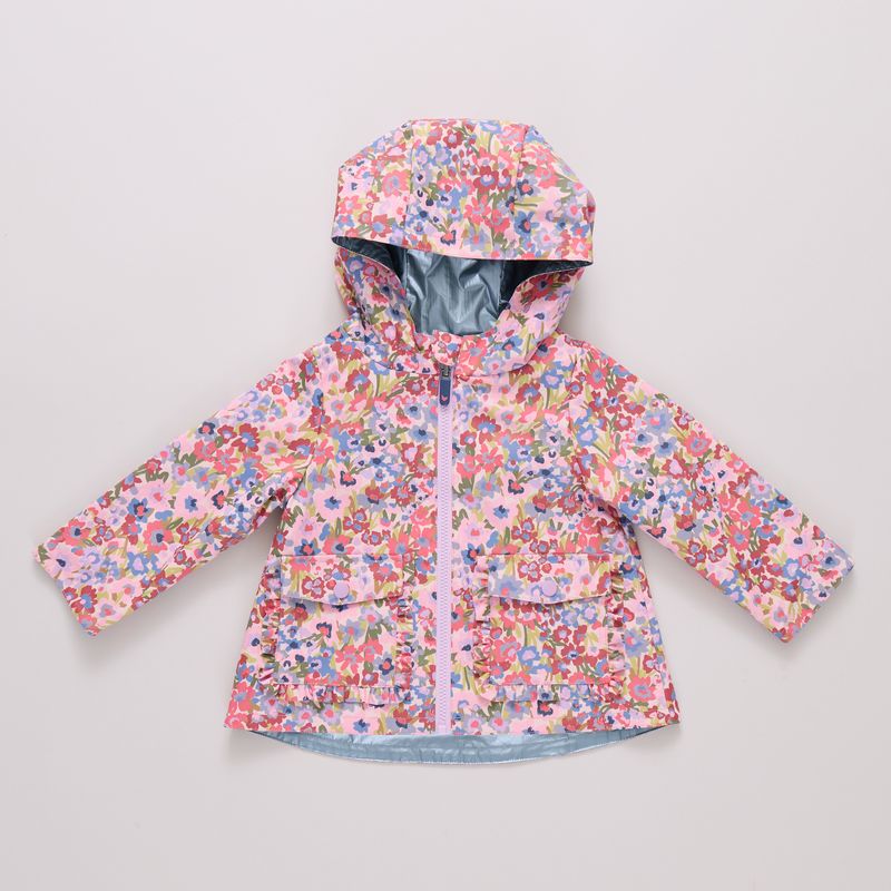 Girls Rafa Reversible Raincoat, Burgundy Sketched Floral