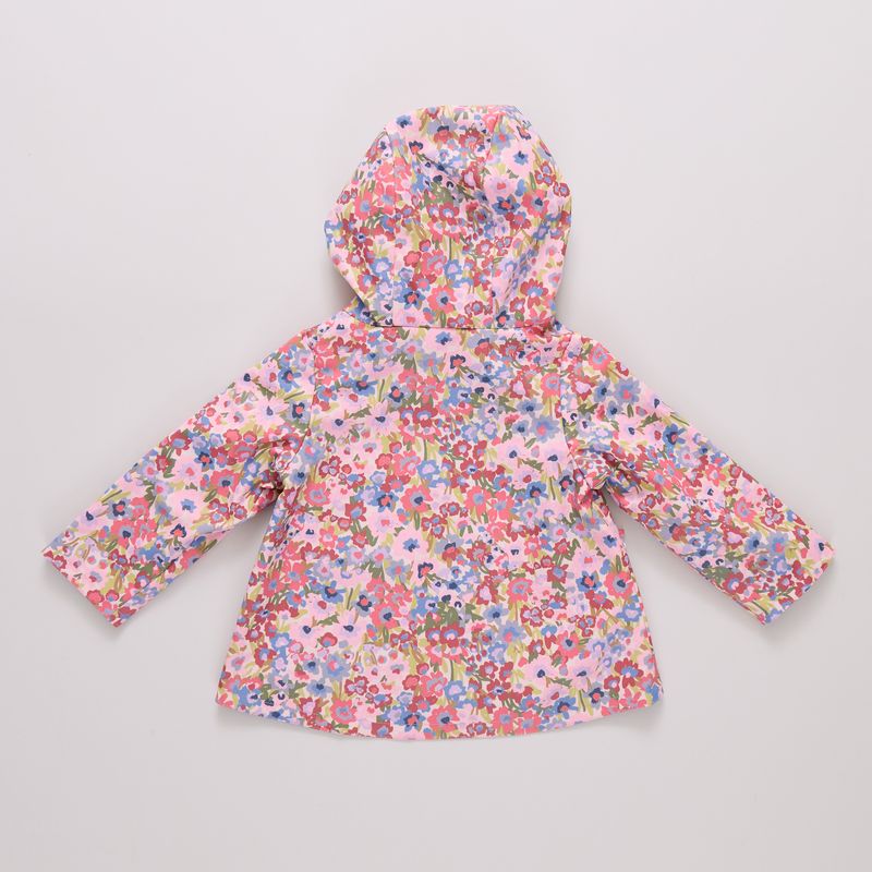 Girls Rafa Reversible Raincoat, Burgundy Sketched Floral