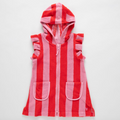 Girls Terry Coverup, Pink and Red Stripe