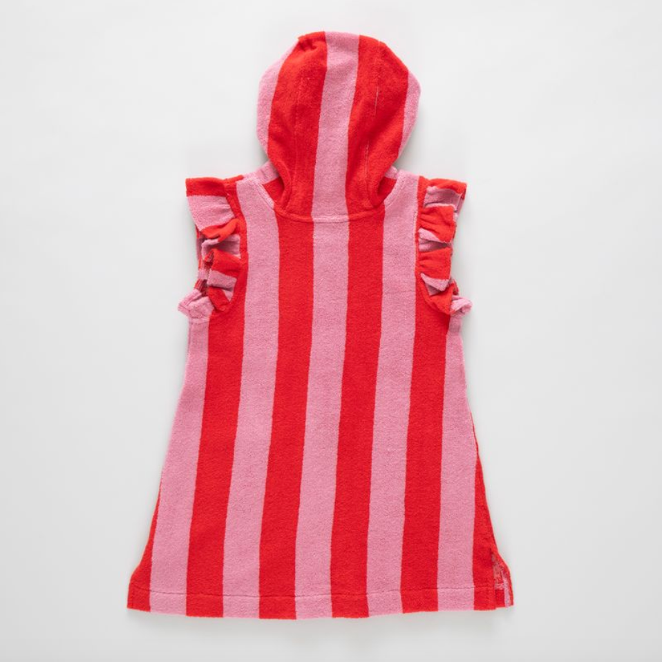 Girls Terry Coverup, Pink and Red Stripe