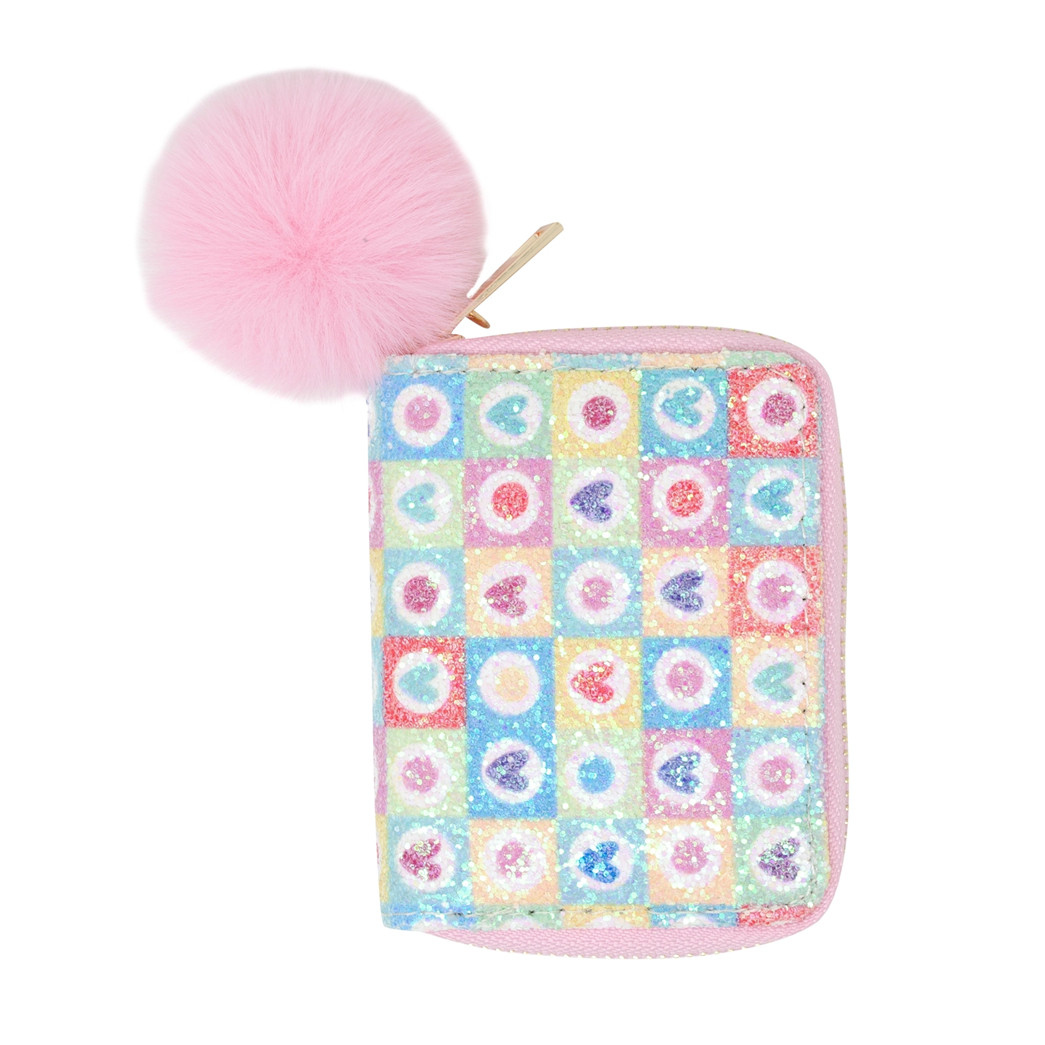 Glitter Hearts Wallet, Pink
